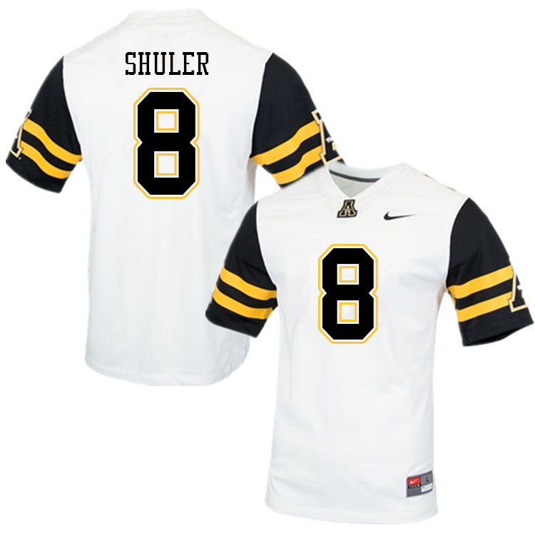 Men #8 Navy Shuler Appalachian State Mountaineers College Football Jerseys Sale-White